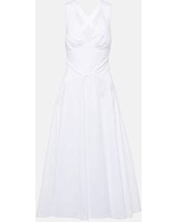 Alaïa - Cotton Poplin Midi Dress - Lyst