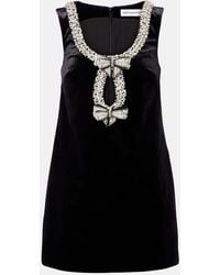 Self-Portrait - Crystal-Embellished Velvet Minidress - Lyst