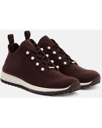Jimmy Choo - Veles Embellished Cashmere Sneakers - Lyst