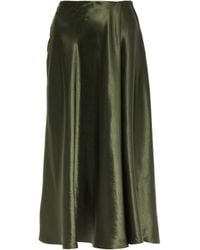Womens Clothing Skirts Mid-length skirts ASOS Synthetic Button Side Frilly Tiered Midi Skirt in Green 