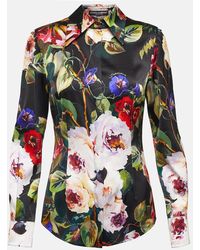 Dolce & Gabbana - Camisa de saten de mezcla de seda floral - Lyst