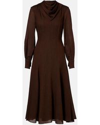 Emilia Wickstead - Avara Draped Wool Twill Midi Dress - Lyst