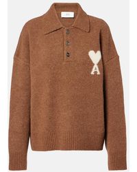 Ami Paris - Alpaca And Wool-Blend Polo Sweater - Lyst