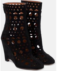 Alaïa - Vienne Suede Wedge Ankle Boots - Lyst