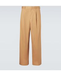 Loewe - Pleated Cotton Gabardine Wide-Leg Pants - Lyst
