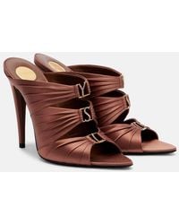 Saint Laurent - Emilie Crepe Satin Mules - Lyst