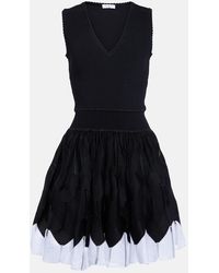 Alaïa - Scalloped-trim Pleated-skirt Stretch-woven Mini Dress - Lyst
