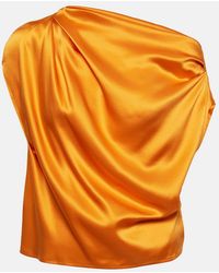 The Sei - Draped One-Shoulder Silk Top - Lyst