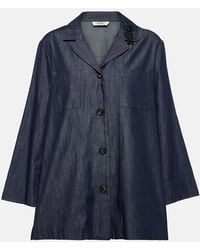 Max Mara - Max Mara Embellished Cotton Denim Top - Lyst