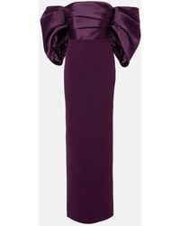 Solace London - Arla Off-Shoulder Twill And Crepe Gown - Lyst