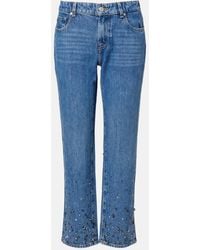7 For All Mankind - Calie Embellished Cropped Straight Jeans - Lyst