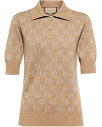 Gucci Polohemd GG aus Jacquard-Strick - Natur
