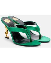 Saint Laurent - Opyum Cassandre Crepe Satin Thong Sandals - Lyst