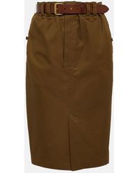 Saint Laurent - Cotton Twill Pencil Skirt - Lyst