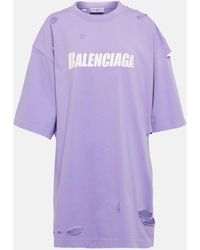 Balenciaga - Logo Distressed Cotton T-shirt - Lyst