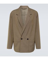 Lemaire - Double-breasted Melange Twill Blazer - Lyst