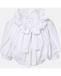 Patou - Ruffled Cropped Cotton Top - Lyst