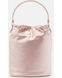 STAUD - Lila Leather-Trimmed Satin Bucket Bag - Lyst