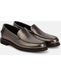 Brunello Cucinelli - Metallic Leather Loafers - Lyst