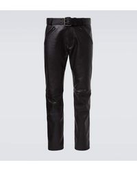 Saint Laurent - Pantalon Droit En Cuir - Lyst