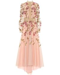 Costarellos Floral-embroidered Tulle Gown - Pink