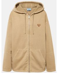 Prada - Oversized Cotton Zip-Up Hoodie - Lyst