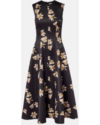 Emilia Wickstead - Robe Midi Mara En Satin A Fleurs - Lyst