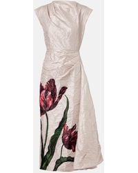 Erdem - Floral-Print Crinkled Satin-Twill Midi Dress - Lyst