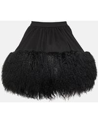 David Koma - Jersey And Shearling Miniskirt - Lyst