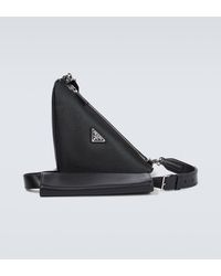 Prada - Triangle Saffiano Leather Shoulder Bag - Lyst