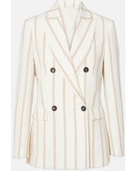 Brunello Cucinelli - Striped Linen And Cotton Blazer - Lyst