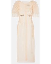 Simone Rocha - Embellished Ruched Mesh Midi Dress - Lyst