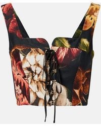Agua Bendita - Floral Linen Crop Top - Lyst