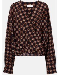 Dries Van Noten - Draped Printed Silk Top - Lyst