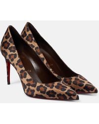 Christian Louboutin - Kate 85 Leopard-Print Satin Pumps - Lyst