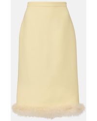Valentino - Crepe Couture Feather-Trimmed Pencil Skirt - Lyst