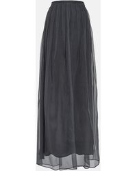 Brunello Cucinelli - Pleated Silk Chiffon Maxi Skirt - Lyst
