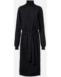 Lemaire - Robe Midi En Laine Melangee - Lyst