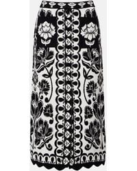 FARM Rio - Floral Arabesque Jacquard Midi Skirt - Lyst
