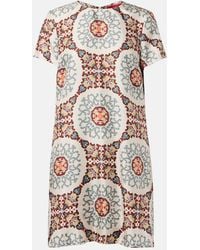 La DoubleJ - Swing Printed Silk Satin Minidress - Lyst