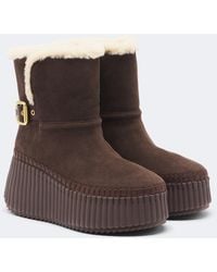 Chloé - Nama Suede Platform Ankle Boots - Lyst