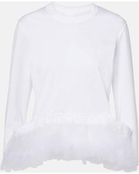 Noir Kei Ninomiya - Tulle-Trimmed Cotton Jersey Top - Lyst