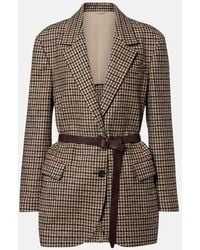 Brunello Cucinelli - Belted Checked Wool And Alpaca-Blend Jacket - Lyst