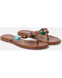Gianvito Rossi - Shanti Embellished Leather Thong Sandals - Lyst