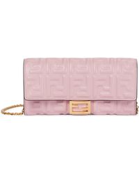 Fendi Ff Baguette Leather Shoulder Bag - Pink