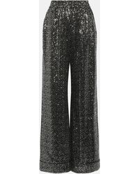 Dolce & Gabbana - Sequined High-rise Wide-leg Pants - Lyst