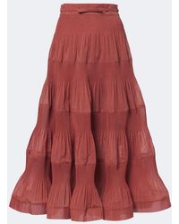 Zimmermann - Falda Midi Plisada Con Cinturon - Lyst