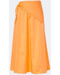 Vince - Scarf-Detail Cotton Midi Skirt - Lyst