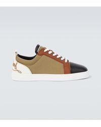 Christian Louboutin - Fun Louis Junior Leather And Canvas Sneakers - Lyst