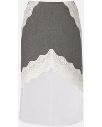 Jil Sander - Lace-Trimmed Wool Midi Skirt - Lyst